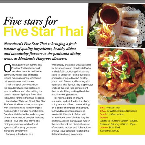 review at Five Star Thai Restaurant Narrabeen